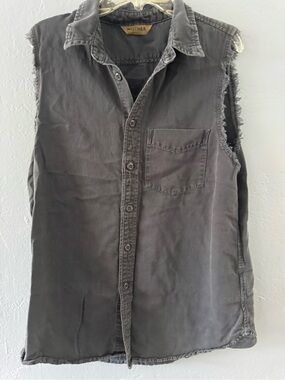 MOTHER Black Washed Sleeveless Button Up Shirt Women’s Medium